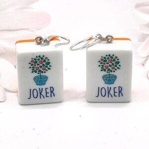 Mahjong Tile Earrings-Mahjong Earrings-Sterling Silver-New
